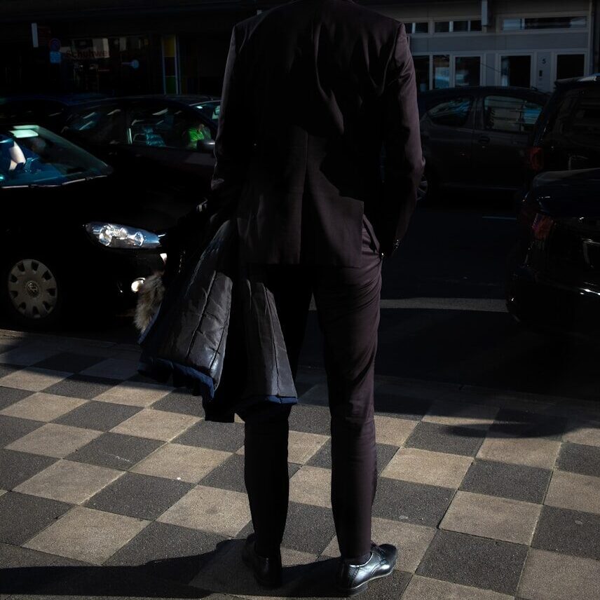 men's black suit